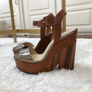 JIMMY CHOO Nico 125mm Wooden Wedge Sandal 🔆